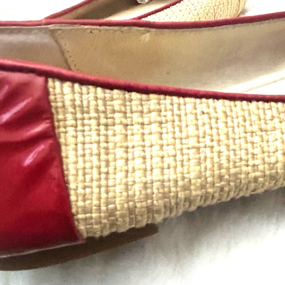 Vintage Michael Kors Red and Tan patent leather woven Flats women’s size 7.5M - Picture 7 of 9